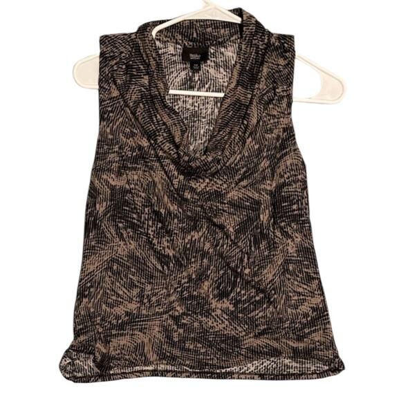 Wassio Black and Beige Scoop Neck Sleeveless Blouse - Picture 1 of 3